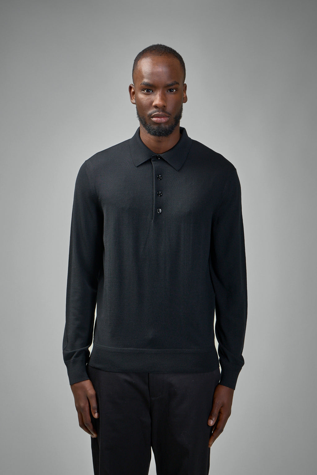 Fine Gauge Pure Wool LS Polo