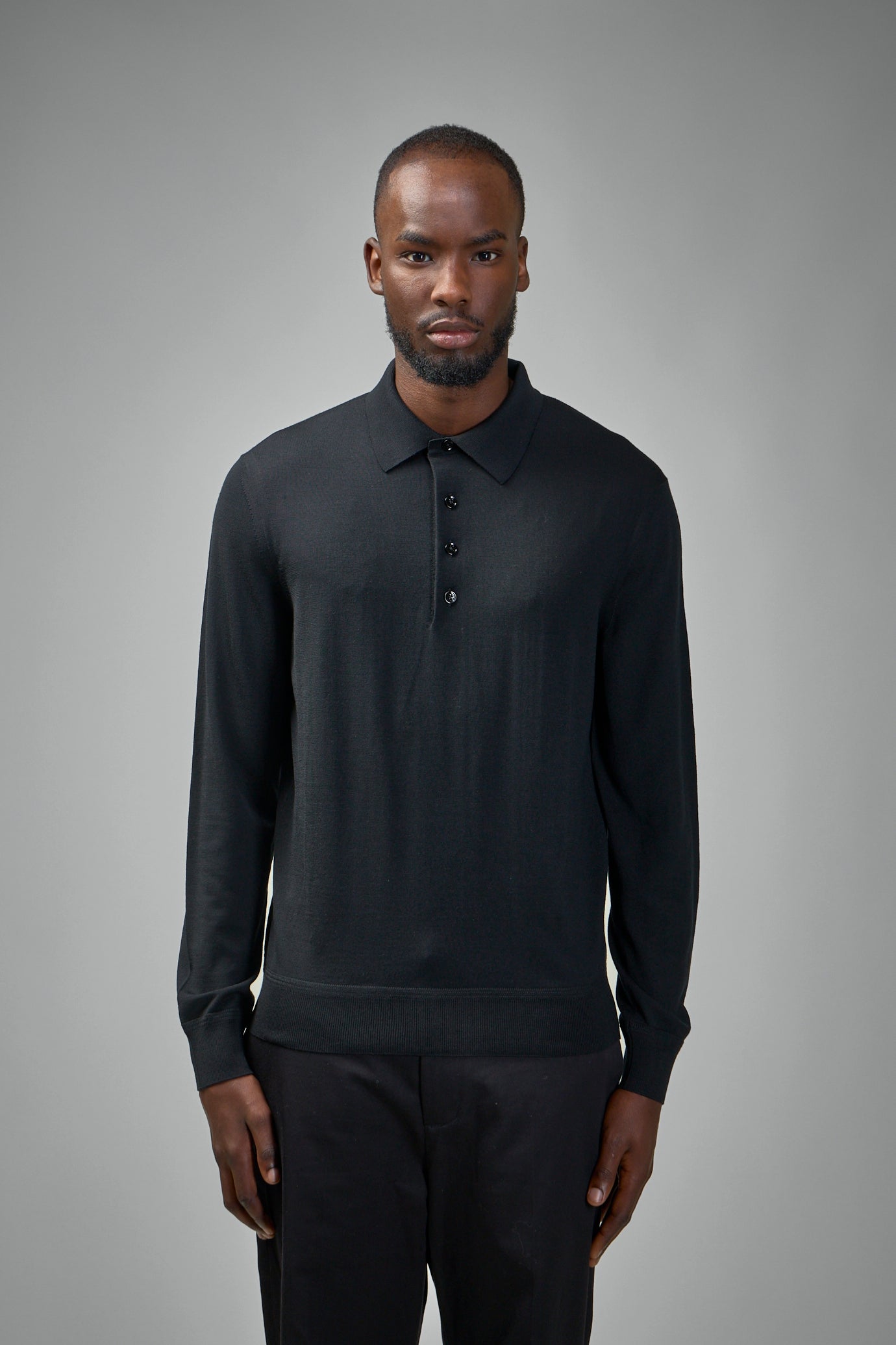 Fine Gauge Pure Wool LS Polo