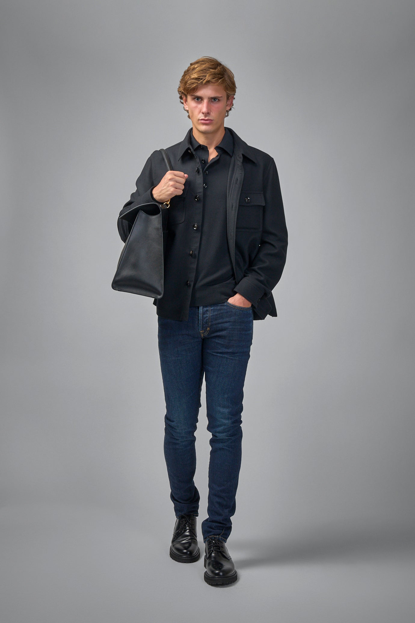 Double Splittable Light Wool Chest Pocket Outershirt