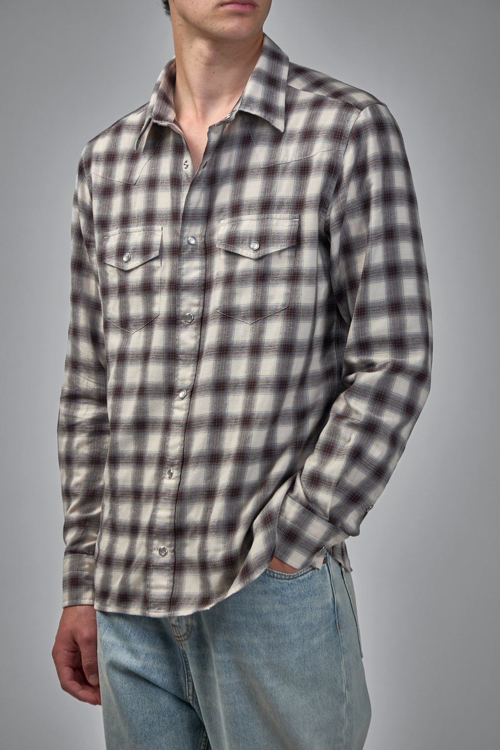 Western Fluid Check Slim Fit Western Shirt