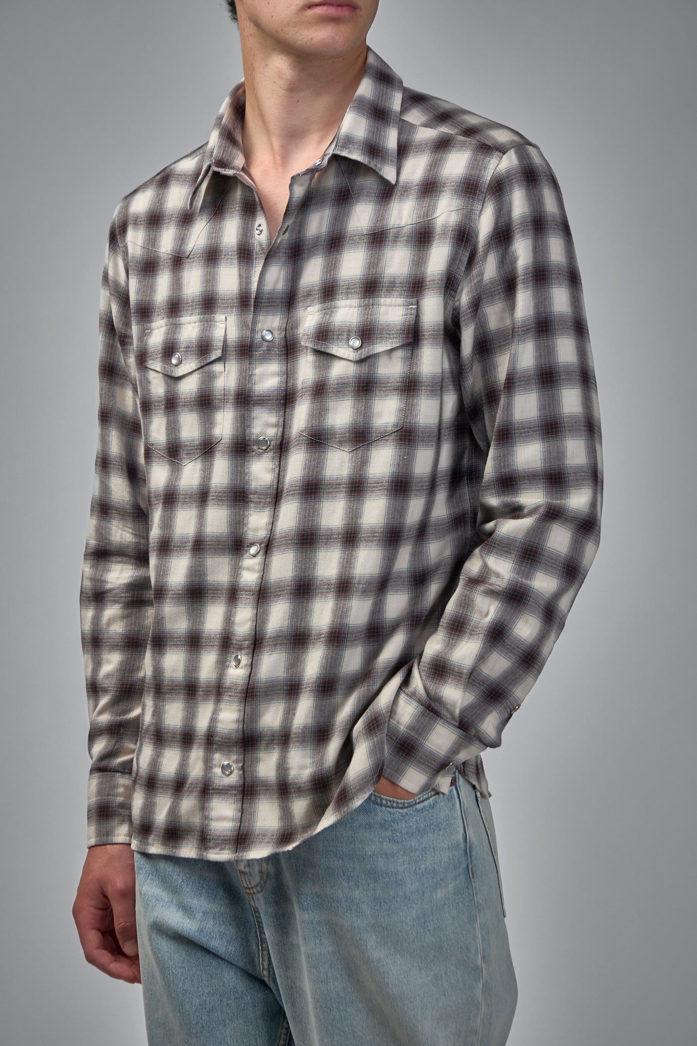 Western Fluid Check Slim Fit Western Shirt