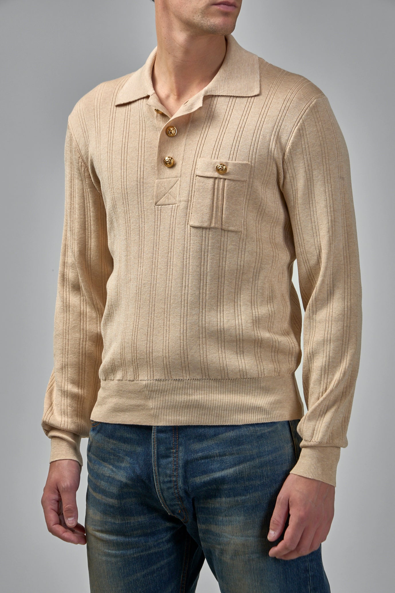 Cotton Piqué Polo Shirt With Vlogo Patch