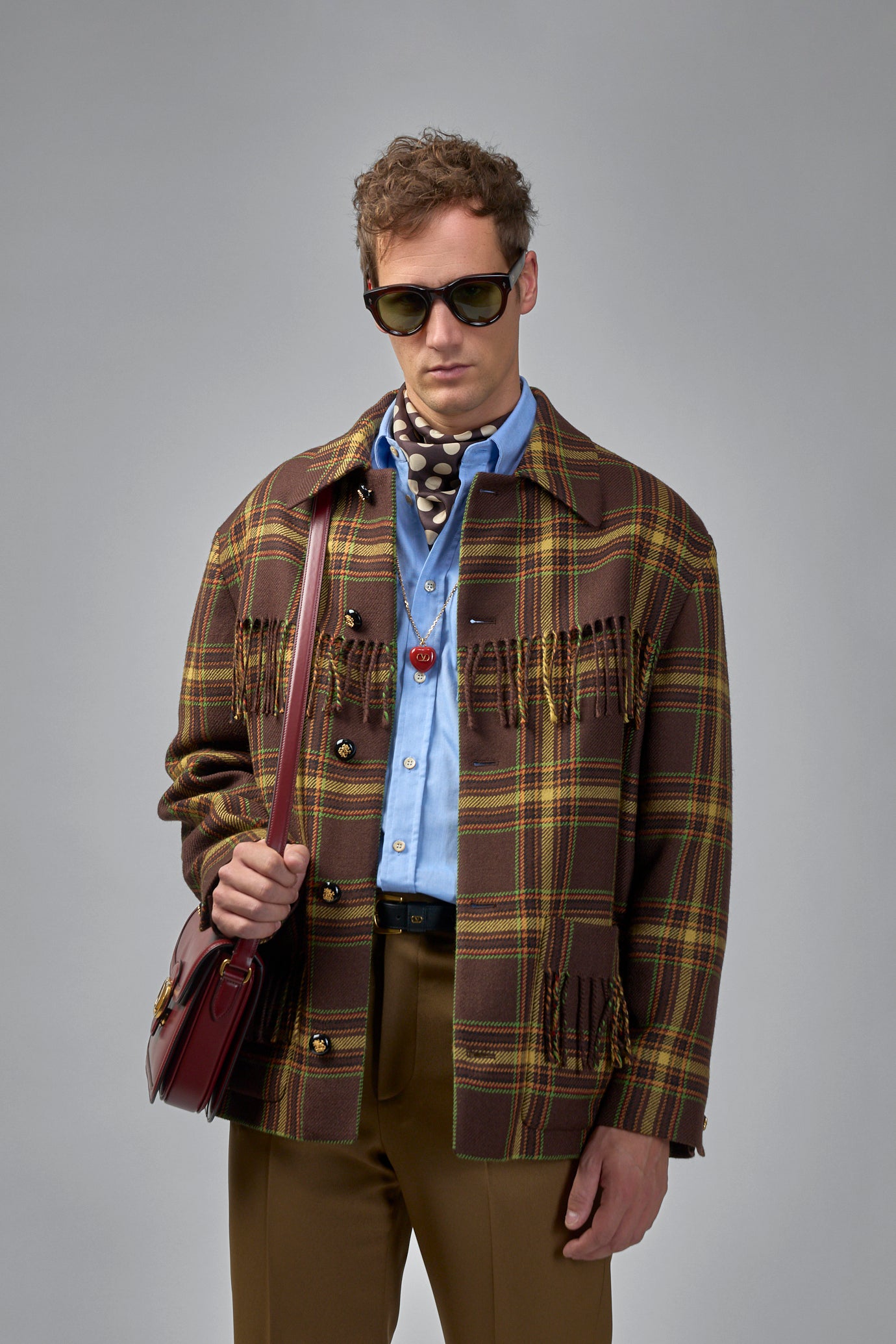 Caban Fringes Check Coat