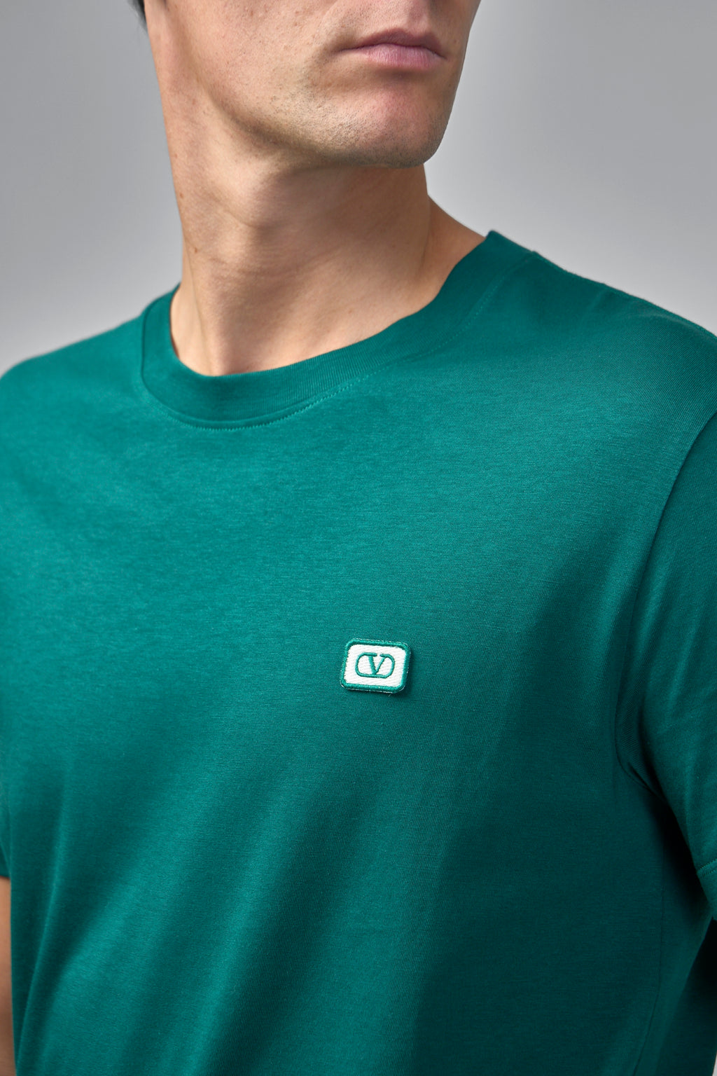 Cotton T-Shirt With VLogo Patch