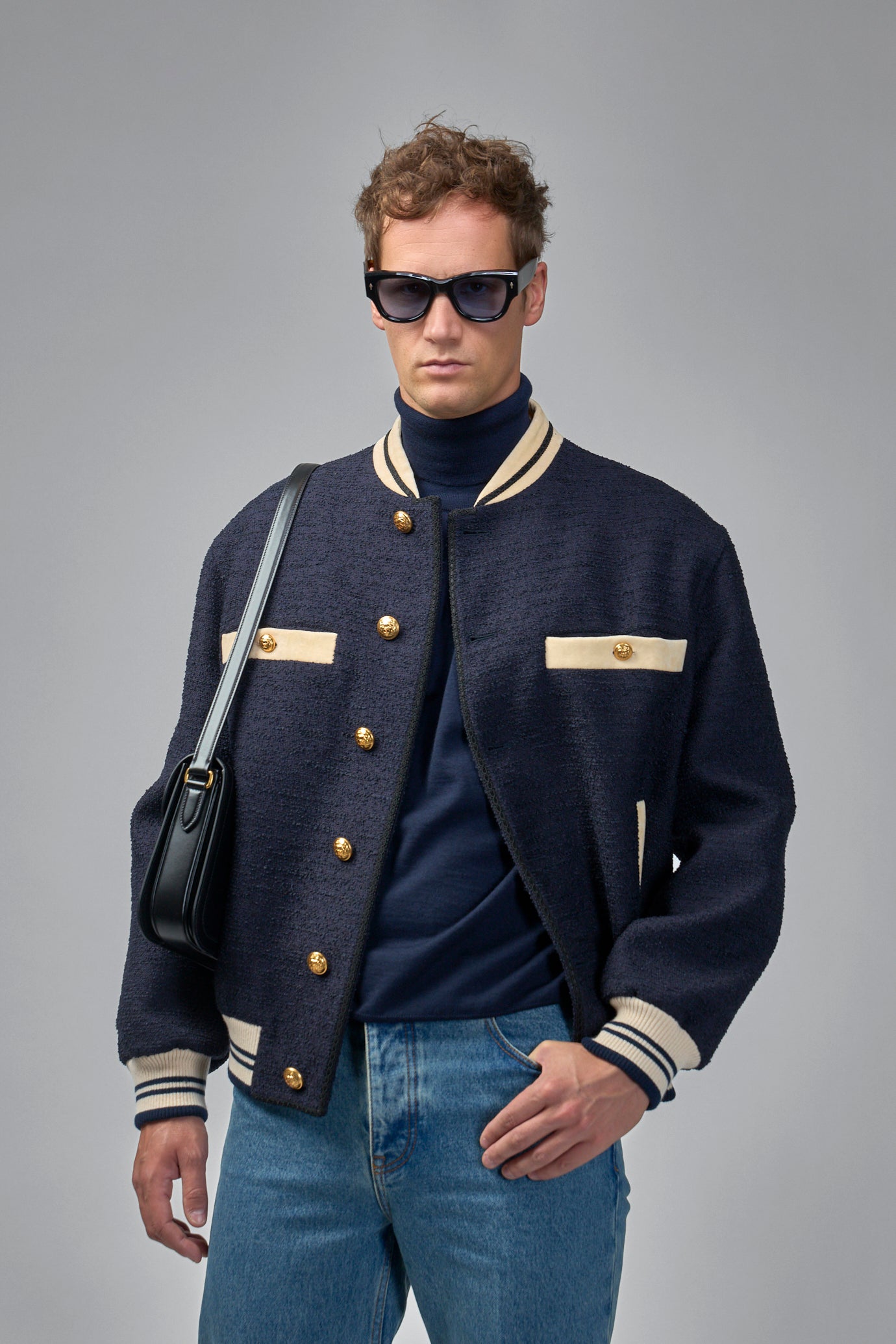 Cotton Tweed Bomber Jacket