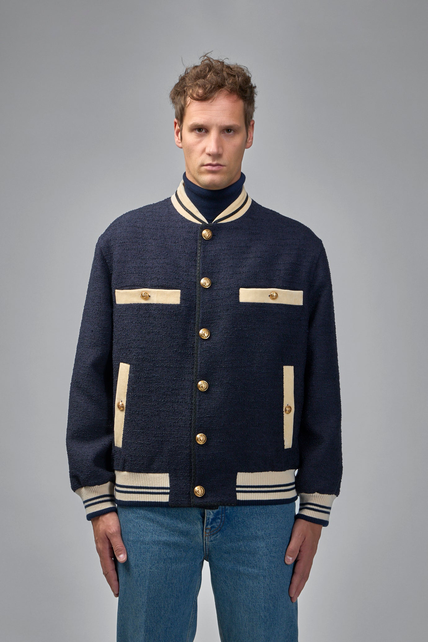 Cotton Tweed Bomber Jacket