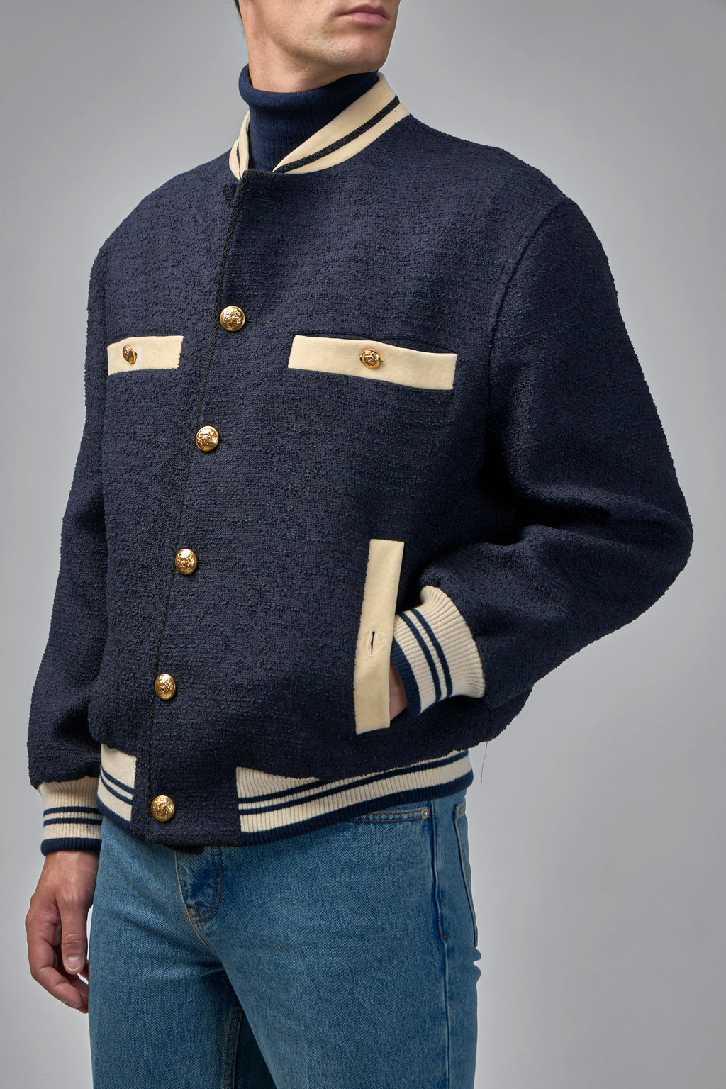 Cotton Tweed Bomber Jacket