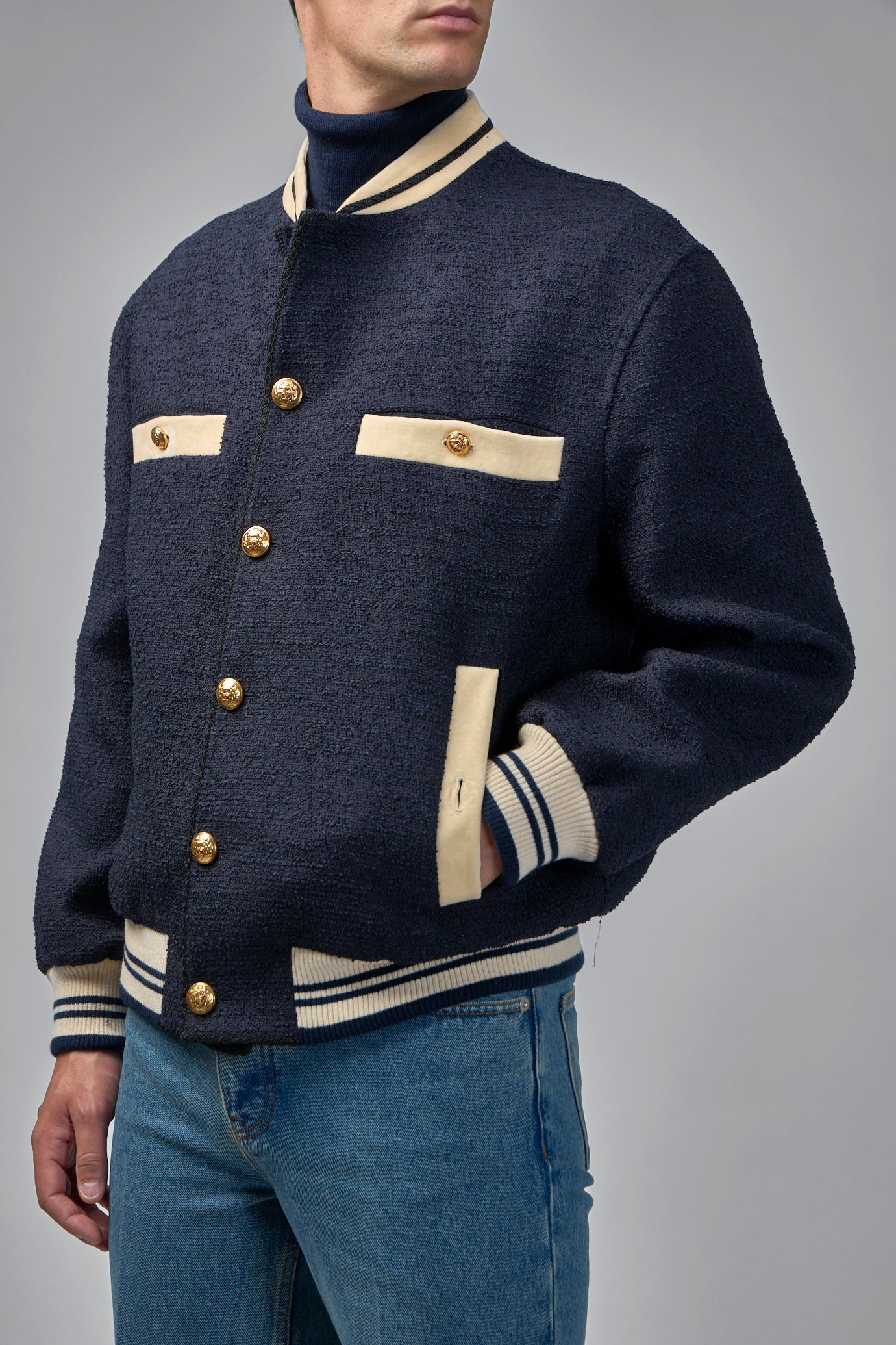 Cotton Tweed Bomber Jacket