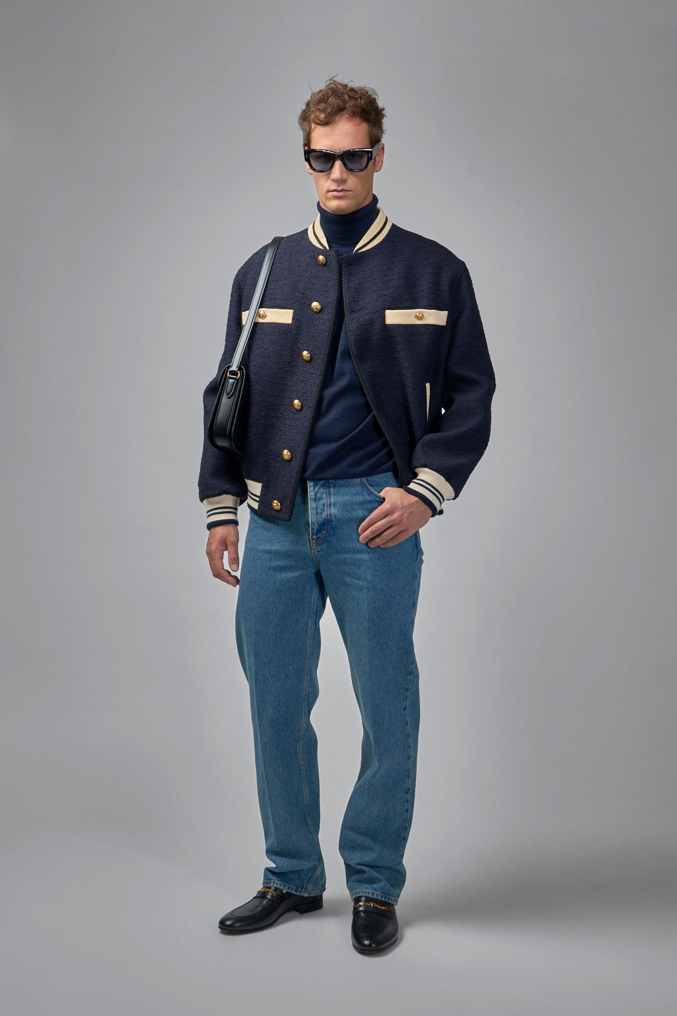 Cotton Tweed Bomber Jacket