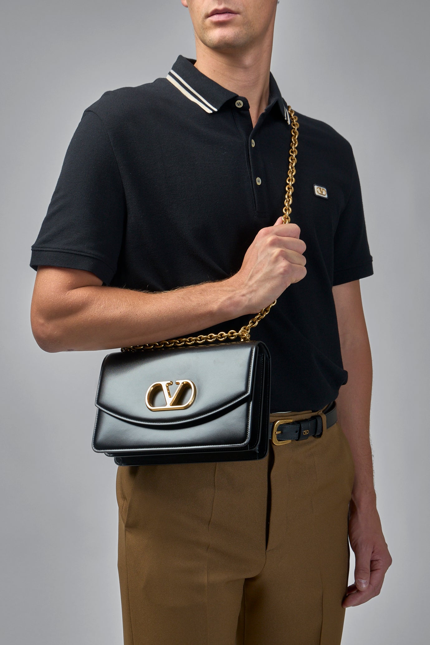 VLogo Signature Foldover Top Shoulder Bag