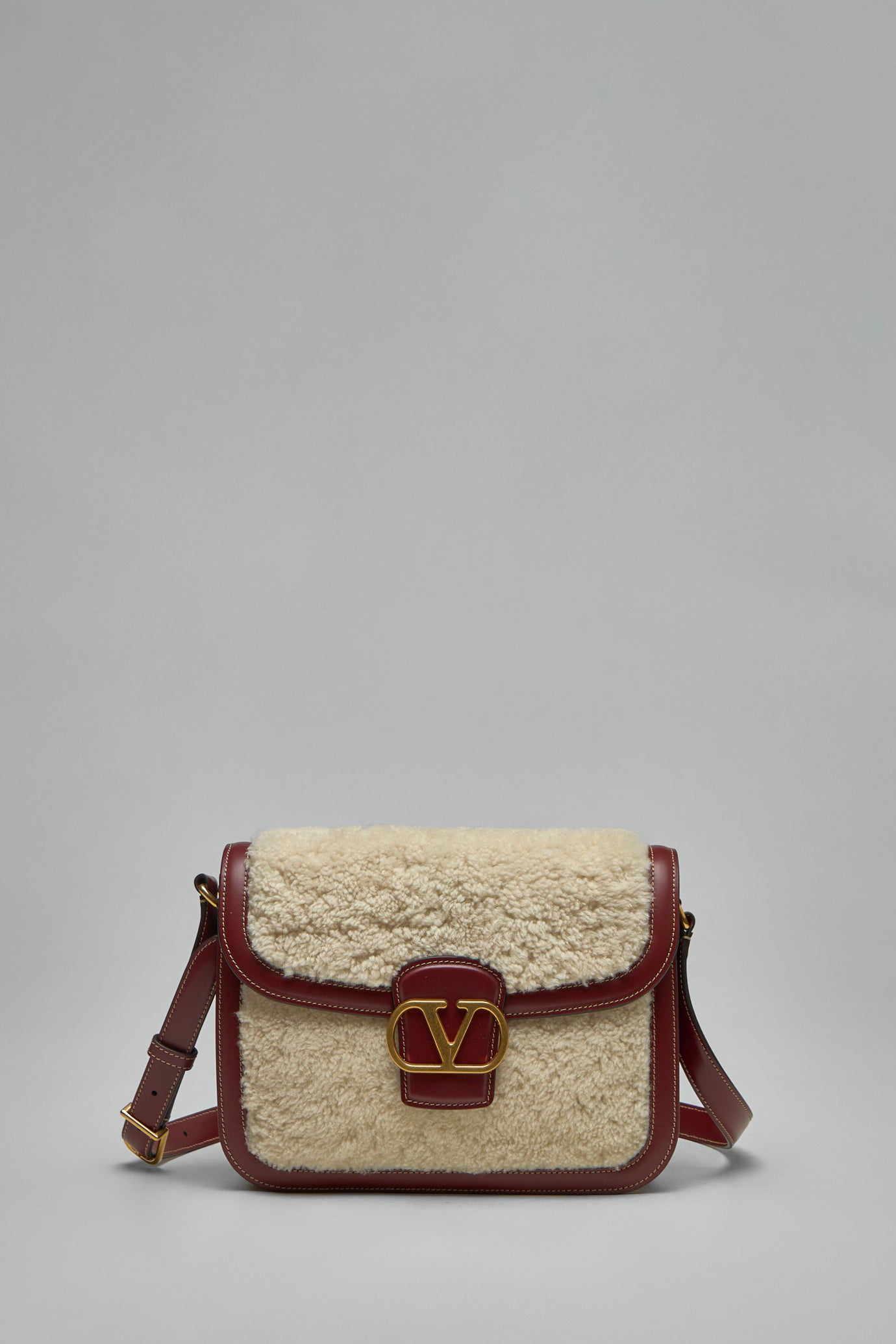 VLogo Plaque Foldover Top Shoulder Bag