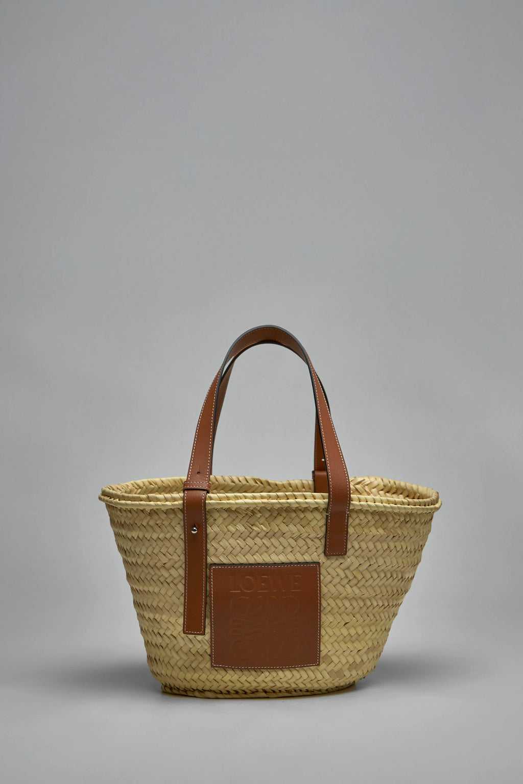 Basket Bag in Palm Leaf and Calfskin