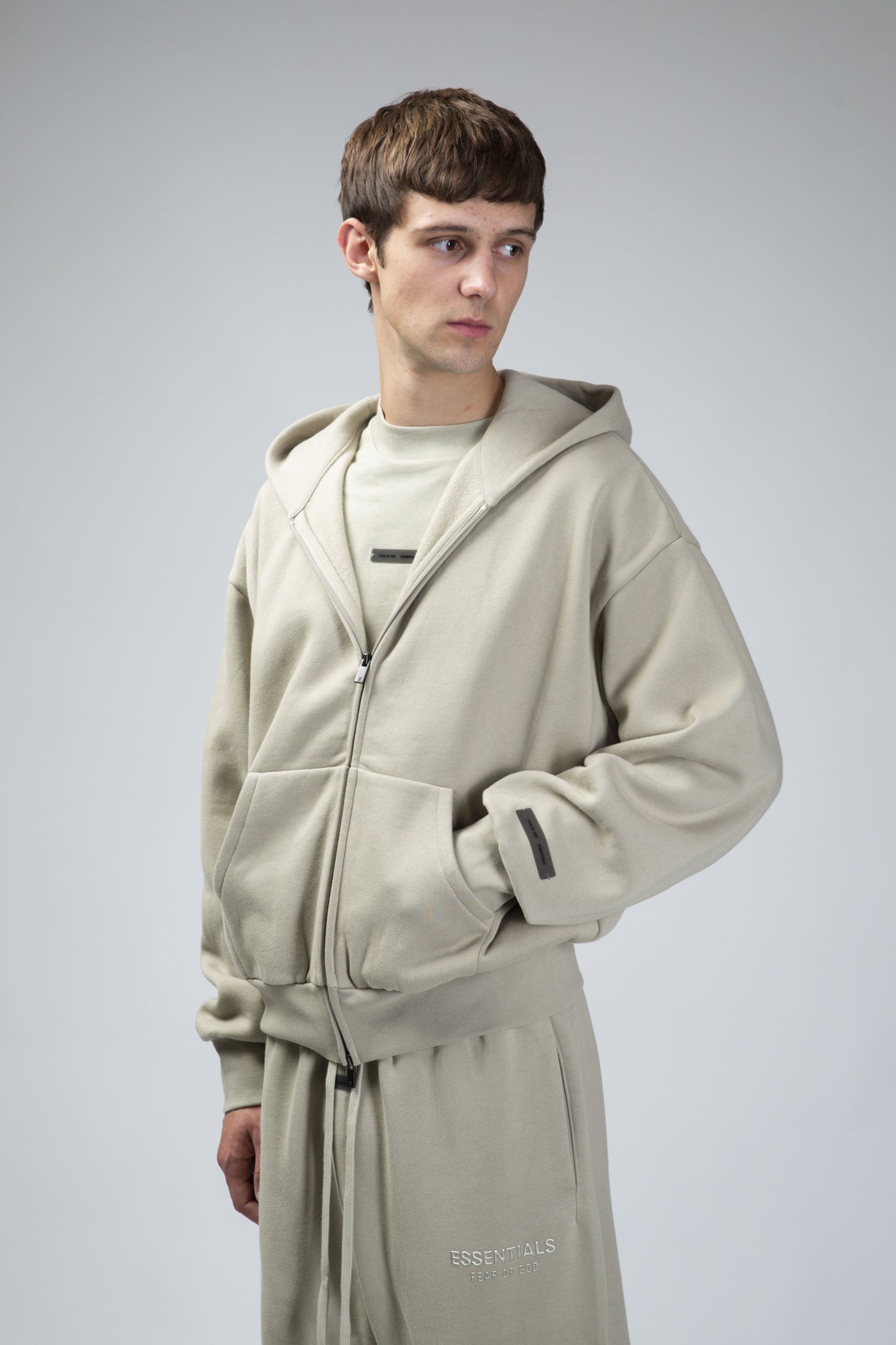 Classic Fit Fleece Zip-Up Hoodie Abbey Stone