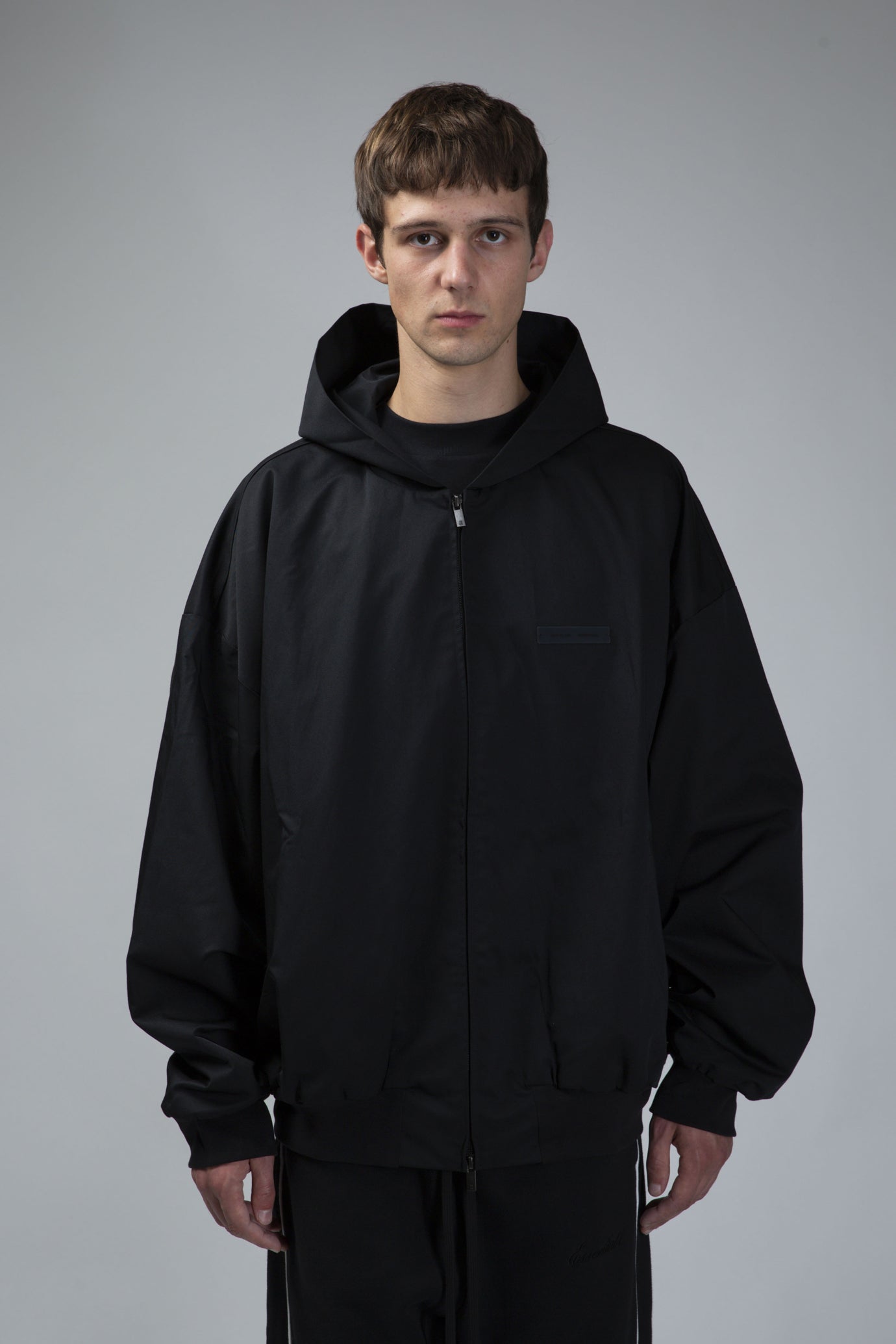 Poly Cotton Twill Hoodie – Jet Black