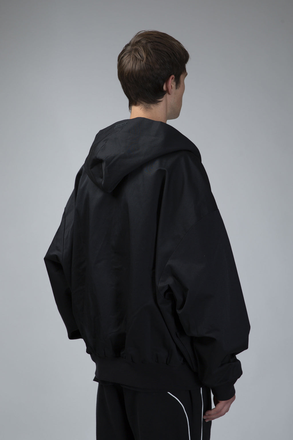 Poly Cotton Twill Hoodie – Jet Black