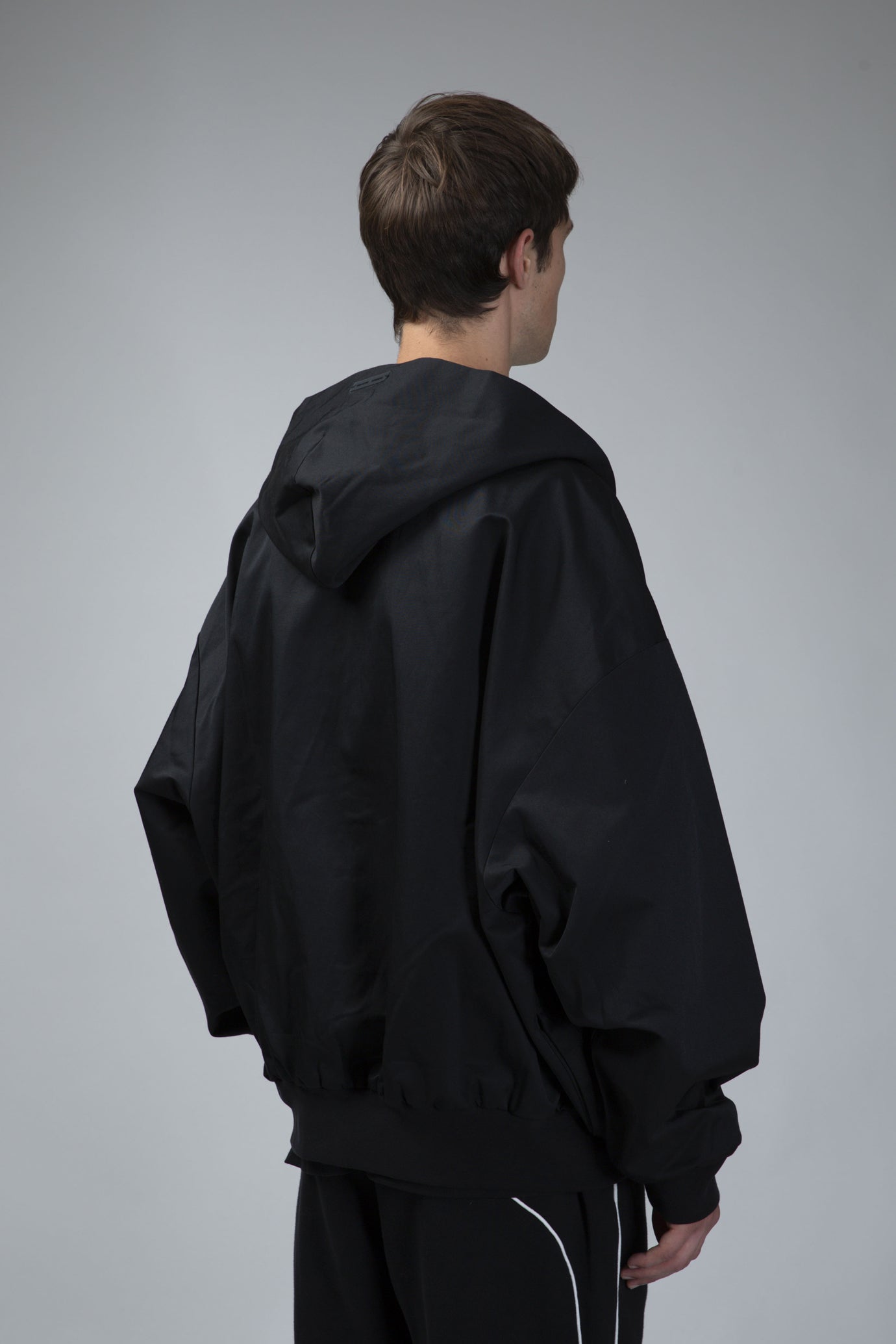 Poly Cotton Twill Hoodie – Jet Black