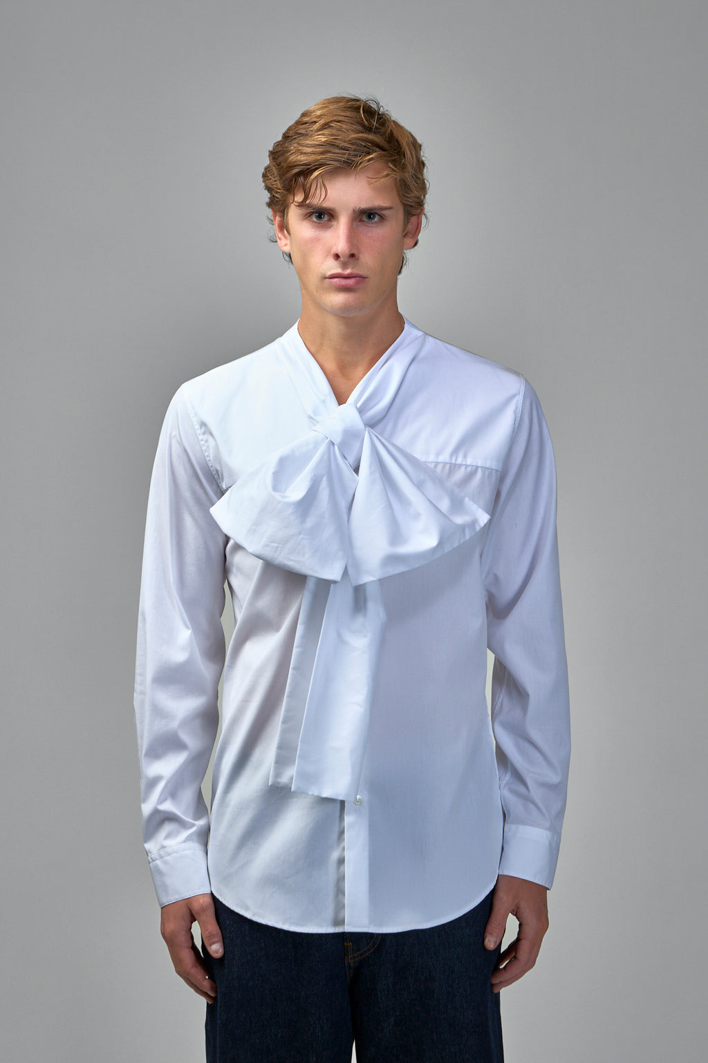 Curlbitt Bow Neck Cotton Poplin Shirt