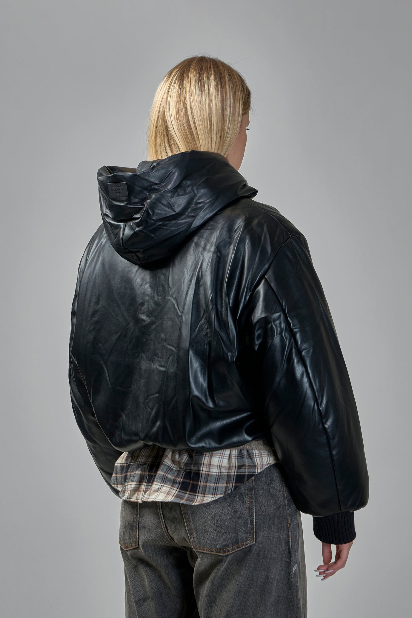 Hooded Faux Leather Jacket