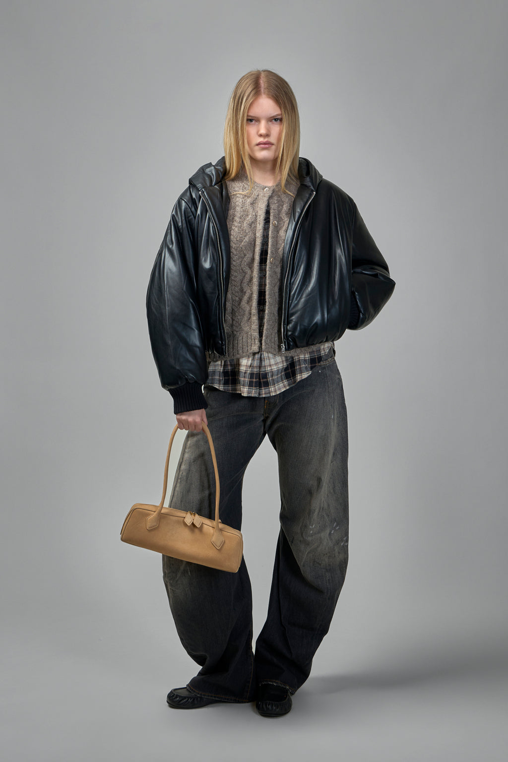 Hooded Faux Leather Jacket