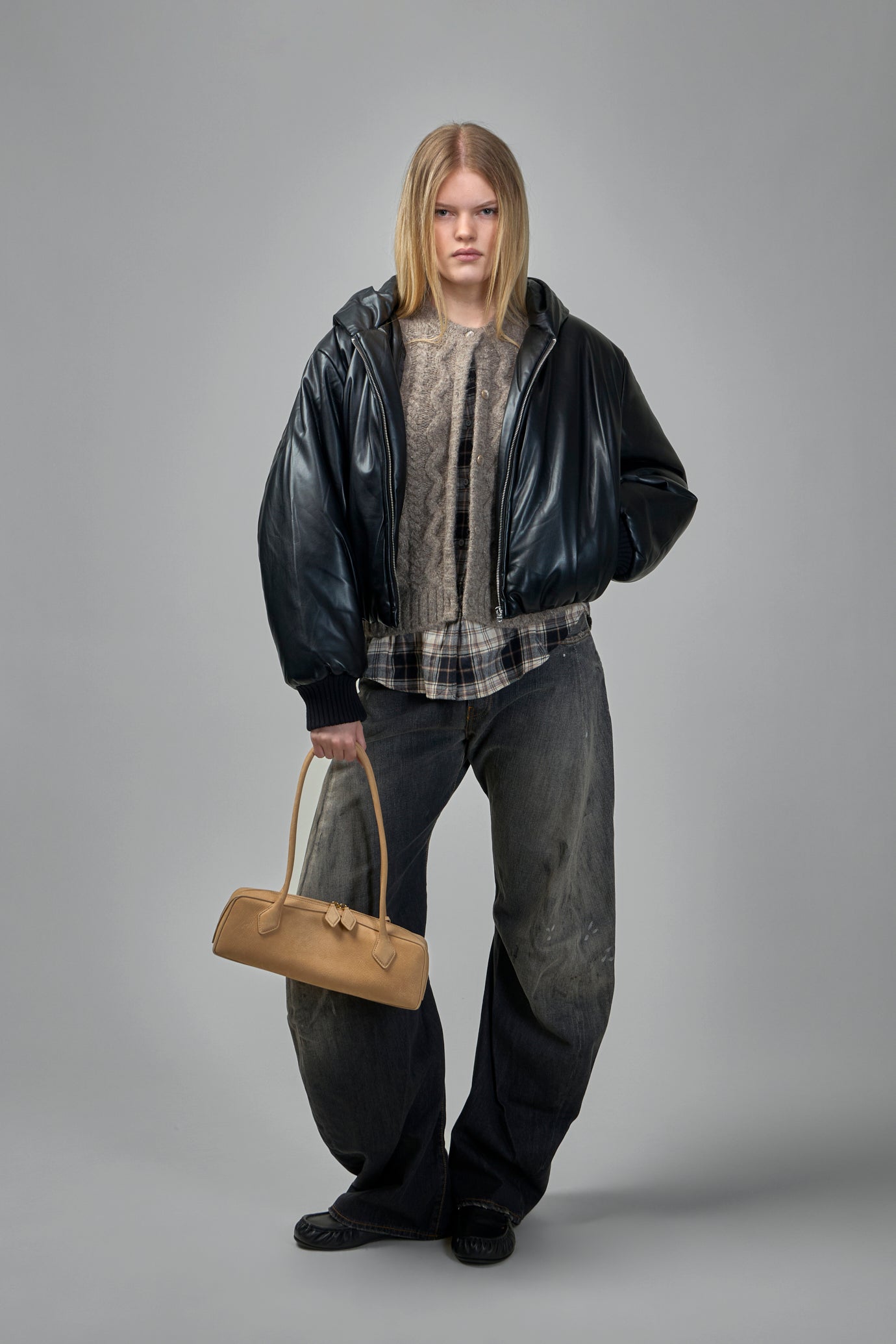 Hooded Faux Leather Jacket