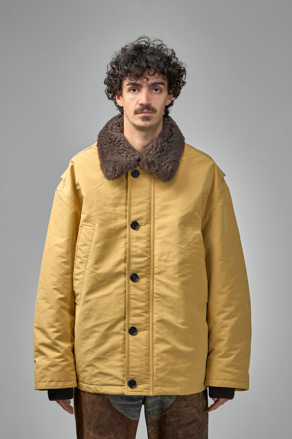 Nylon Jacket Shearling Collar