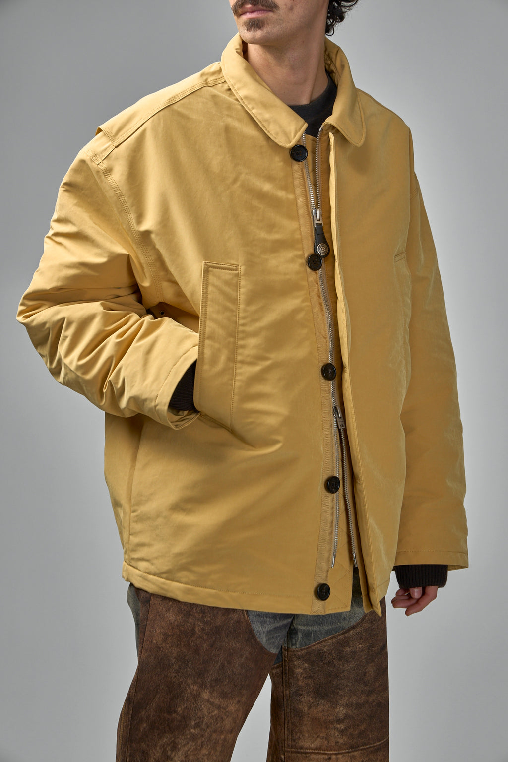 Nylon Jacket Shearling Collar