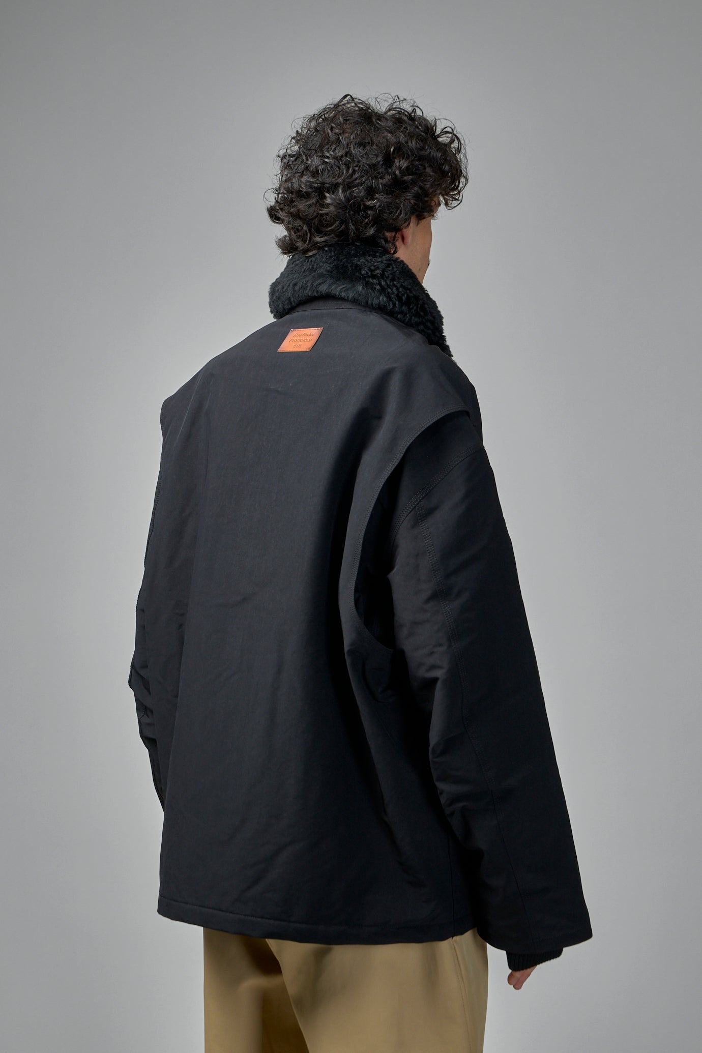 Nylon Jacket Shearling Collar