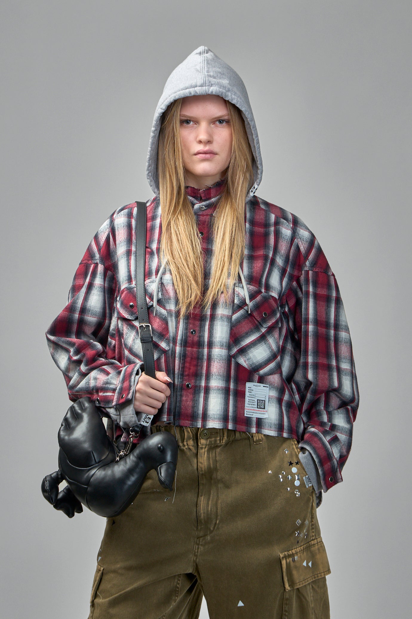 Hoodie Combine Checkered Shirt