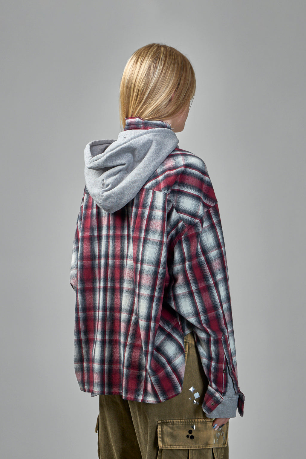Hoodie Combine Checkered Shirt