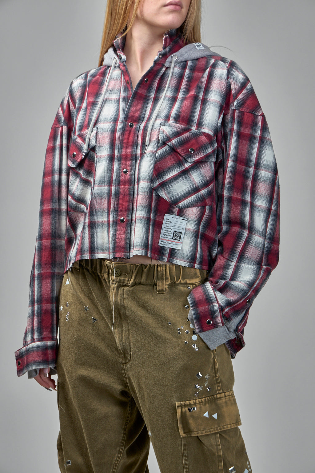 Hoodie Combine Checkered Shirt