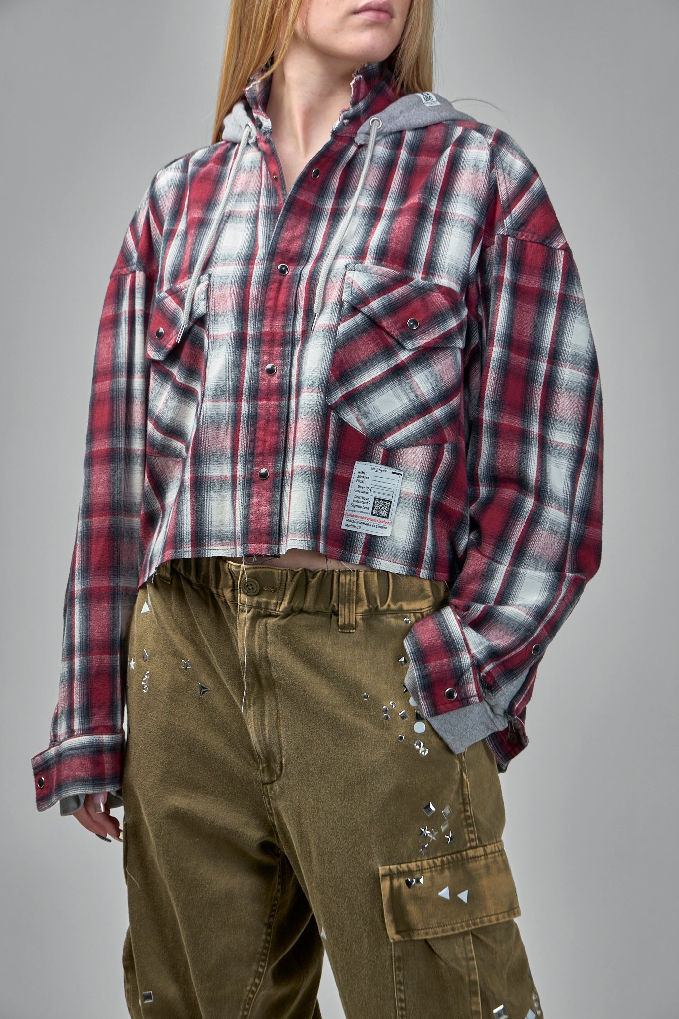 Hoodie Combine Checkered Shirt