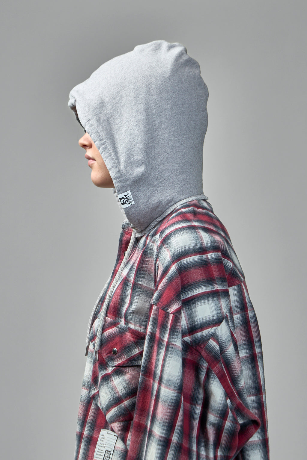Hoodie Combine Checkered Shirt