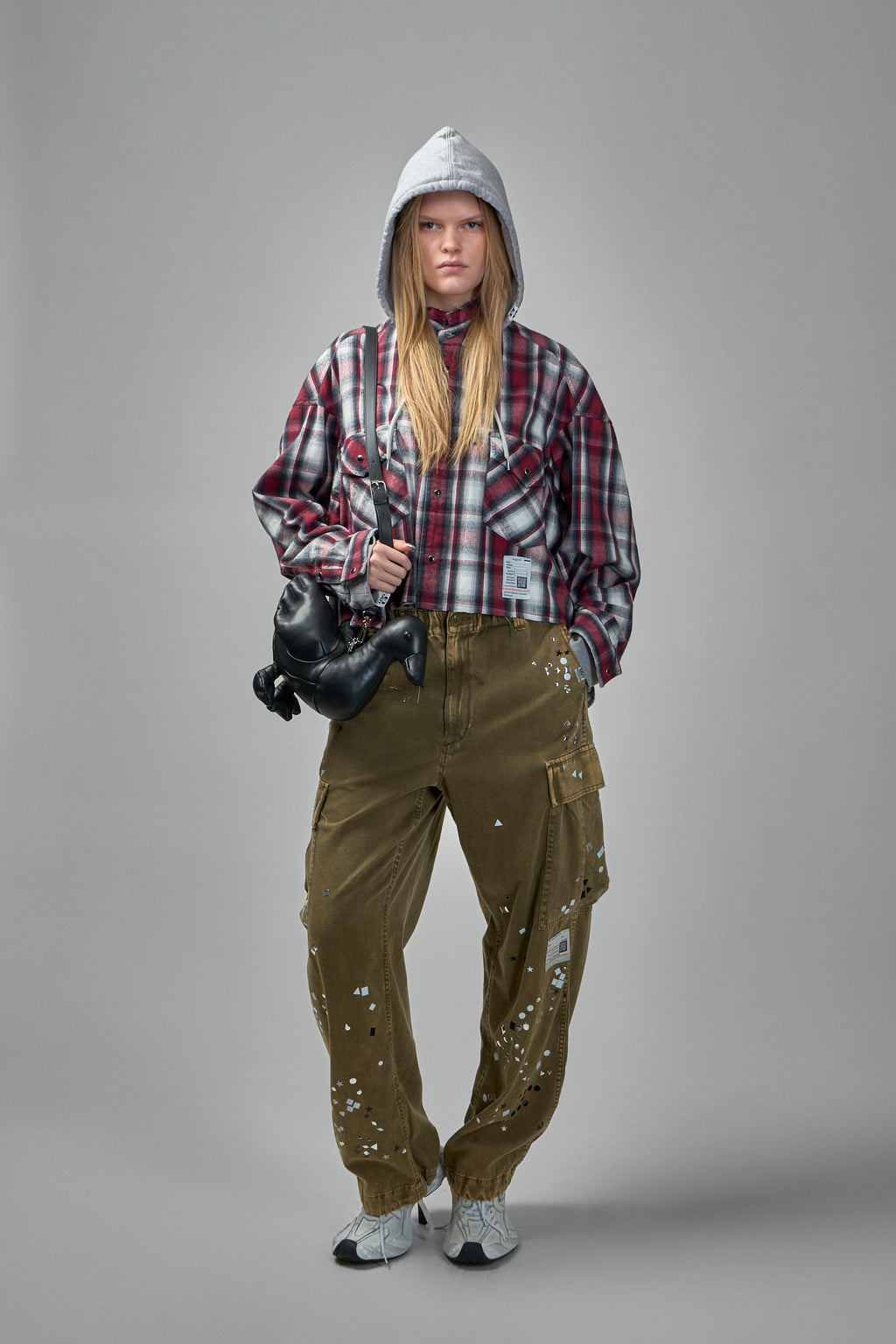 Hoodie Combine Checkered Shirt