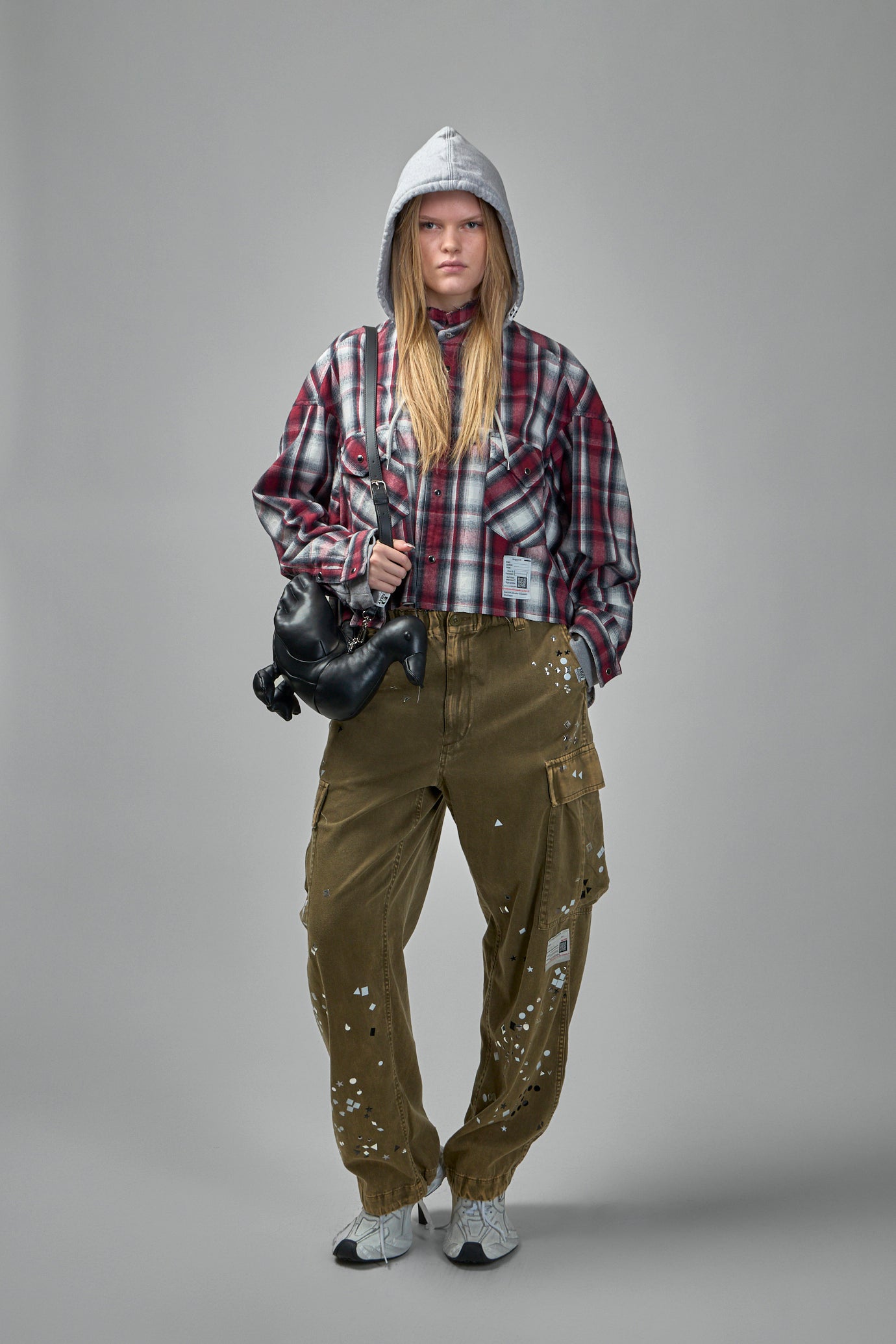 Hoodie Combine Checkered Shirt