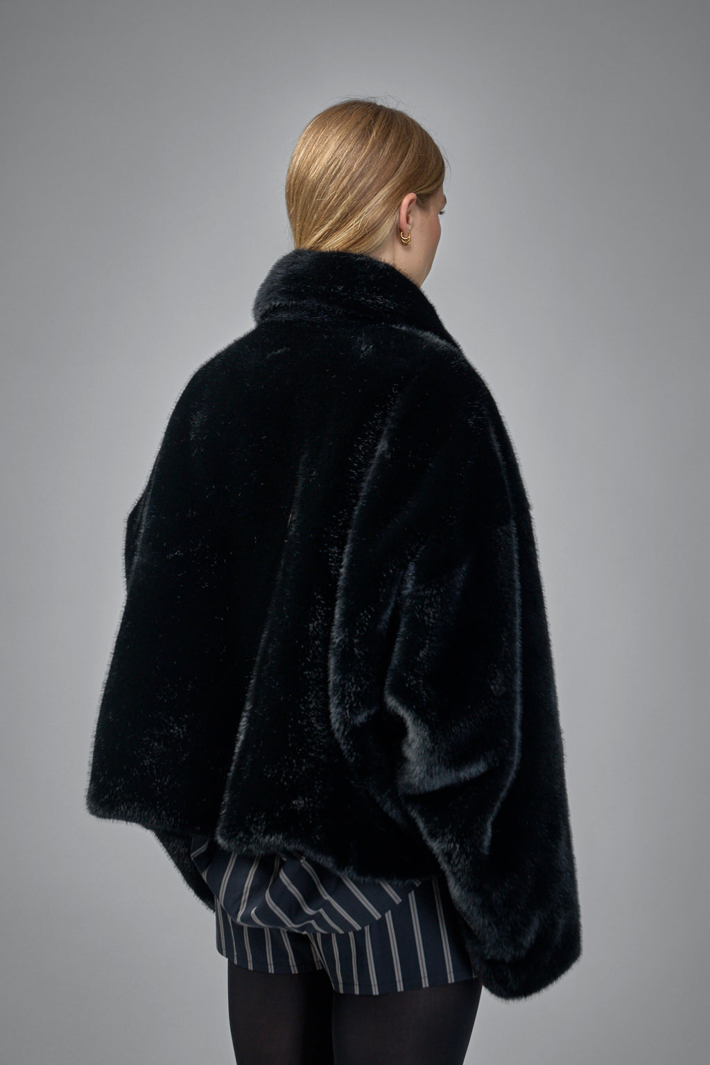 Roll Up Hem Fake Fur Coat