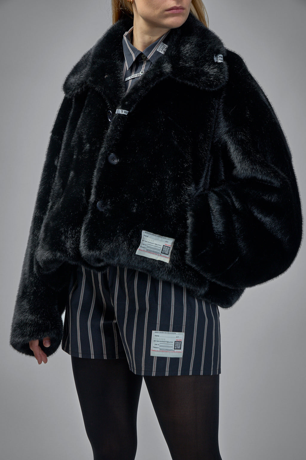 Roll Up Hem Fake Fur Coat