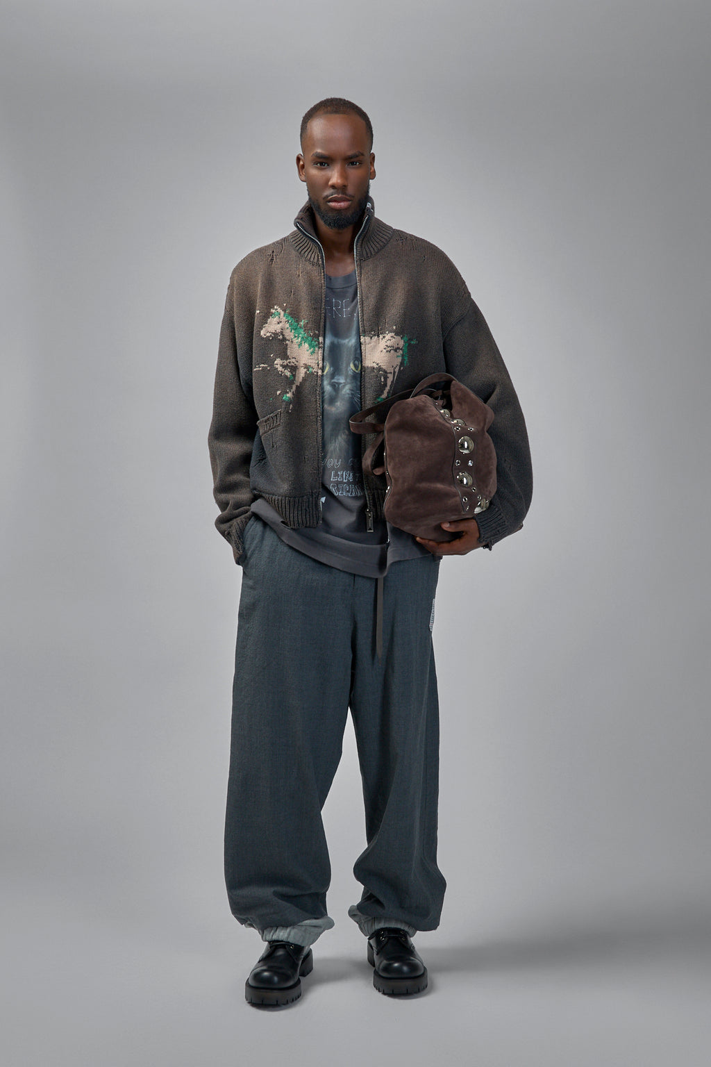 Mix Layered Wool Pants