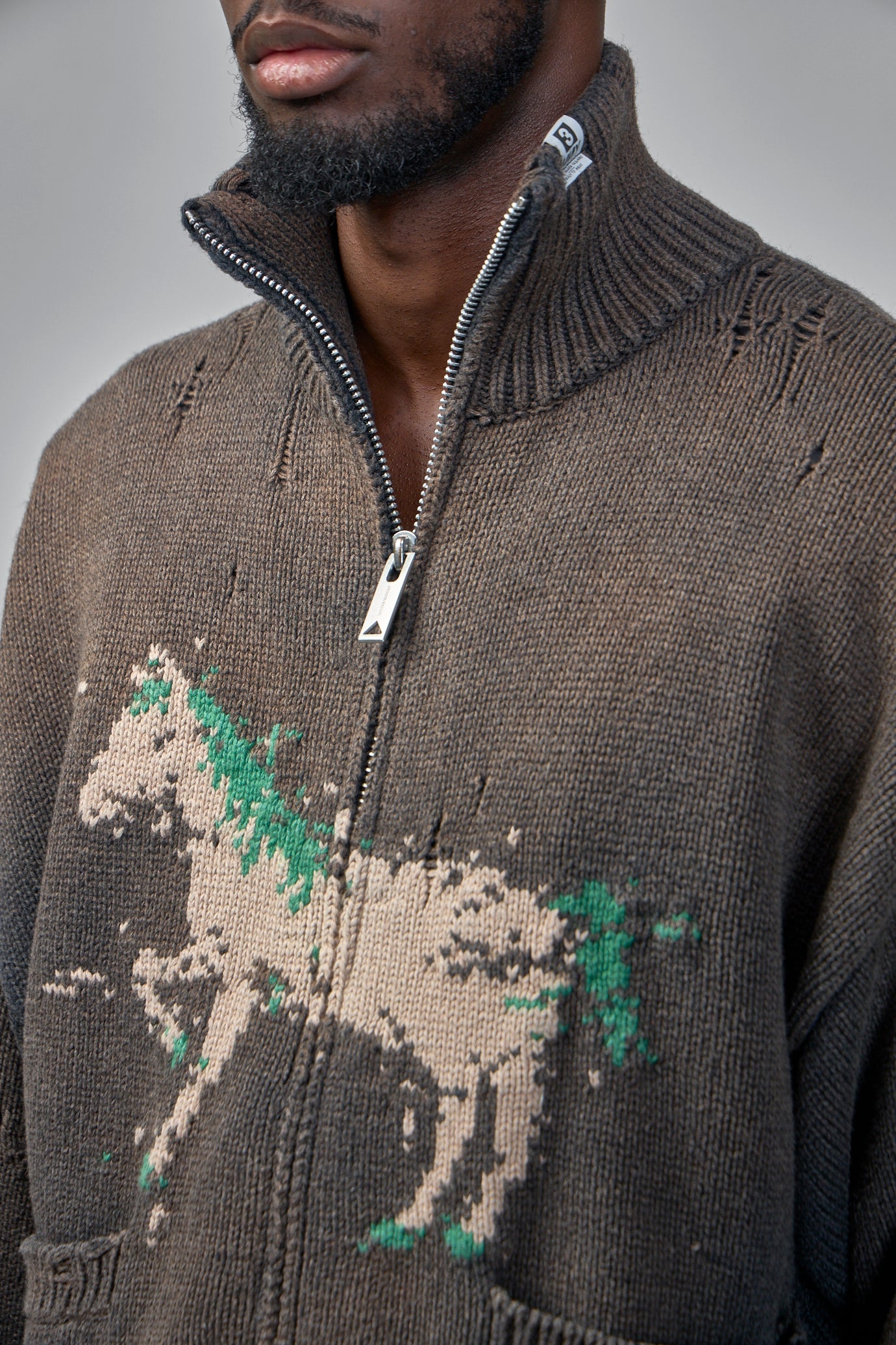 Horse Jacquard Knit Cardigan