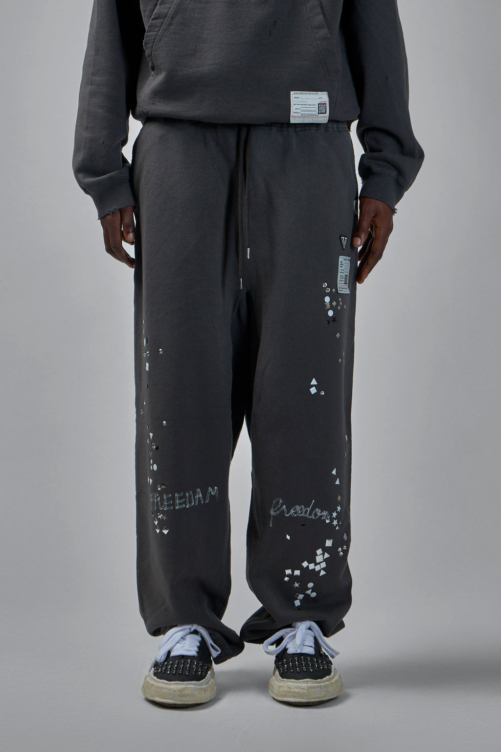 Embellished Distressed Sweat Pants