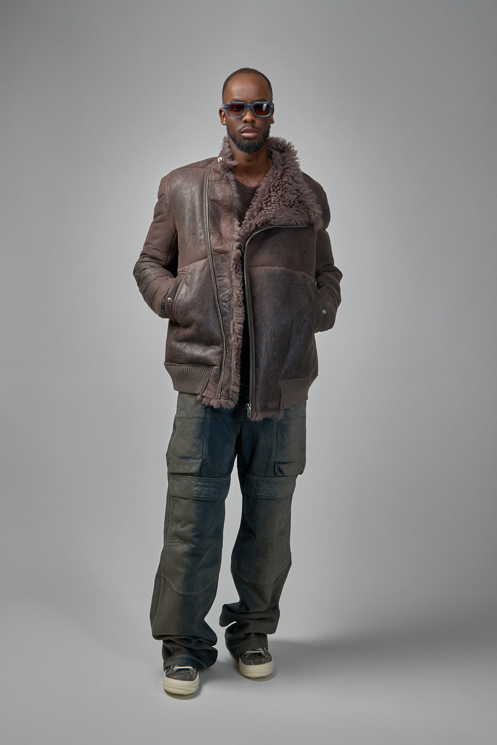 Hollywood Flight Shearling Real Fur Bomber Jacket