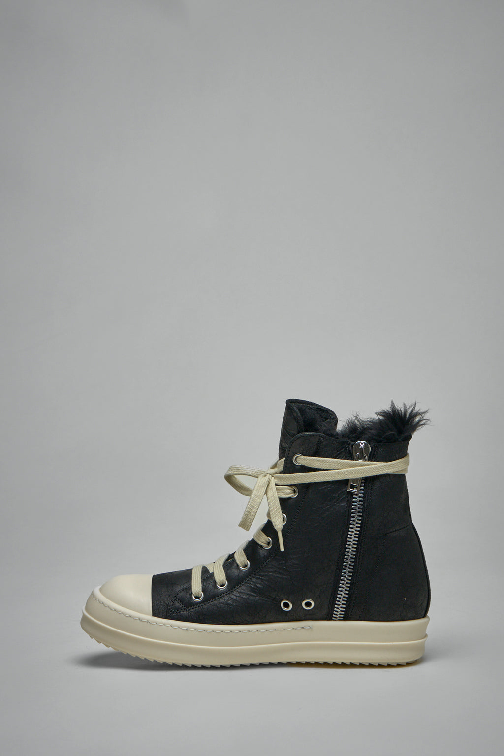 High Top Zebra Shearling Ramones Sneakers