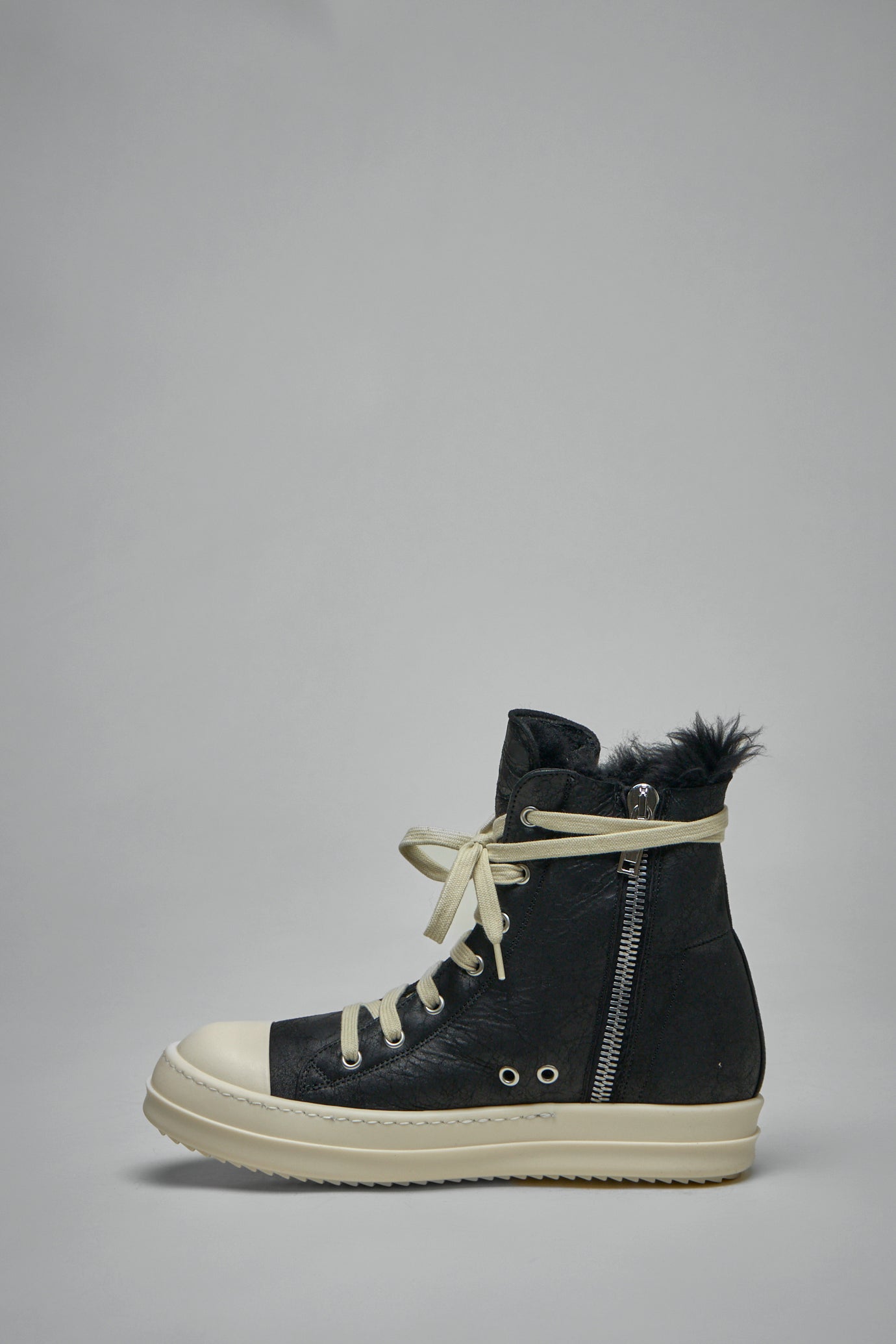 High Top Zebra Shearling Ramones Sneakers