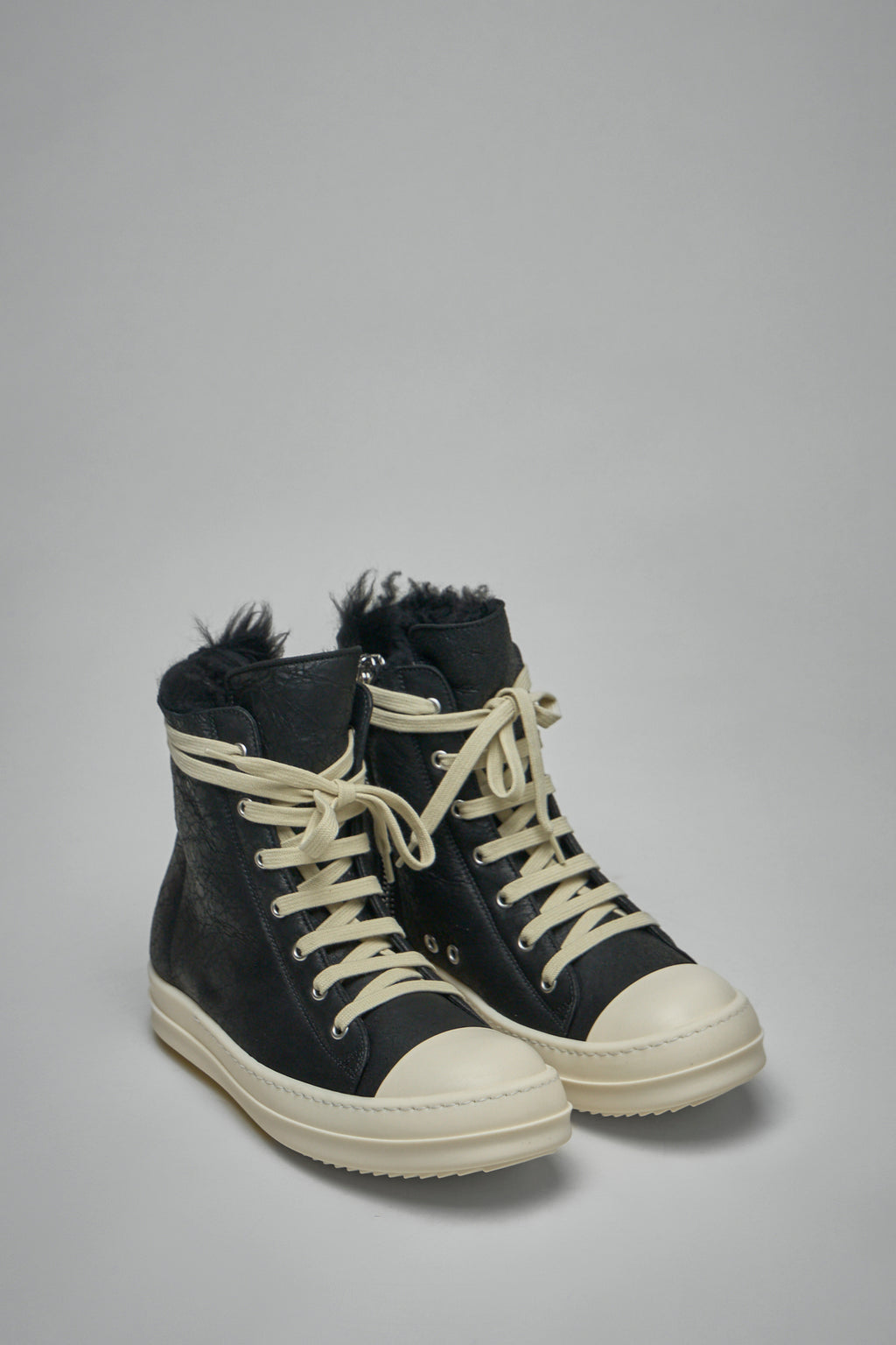 High Top Zebra Shearling Ramones Sneakers