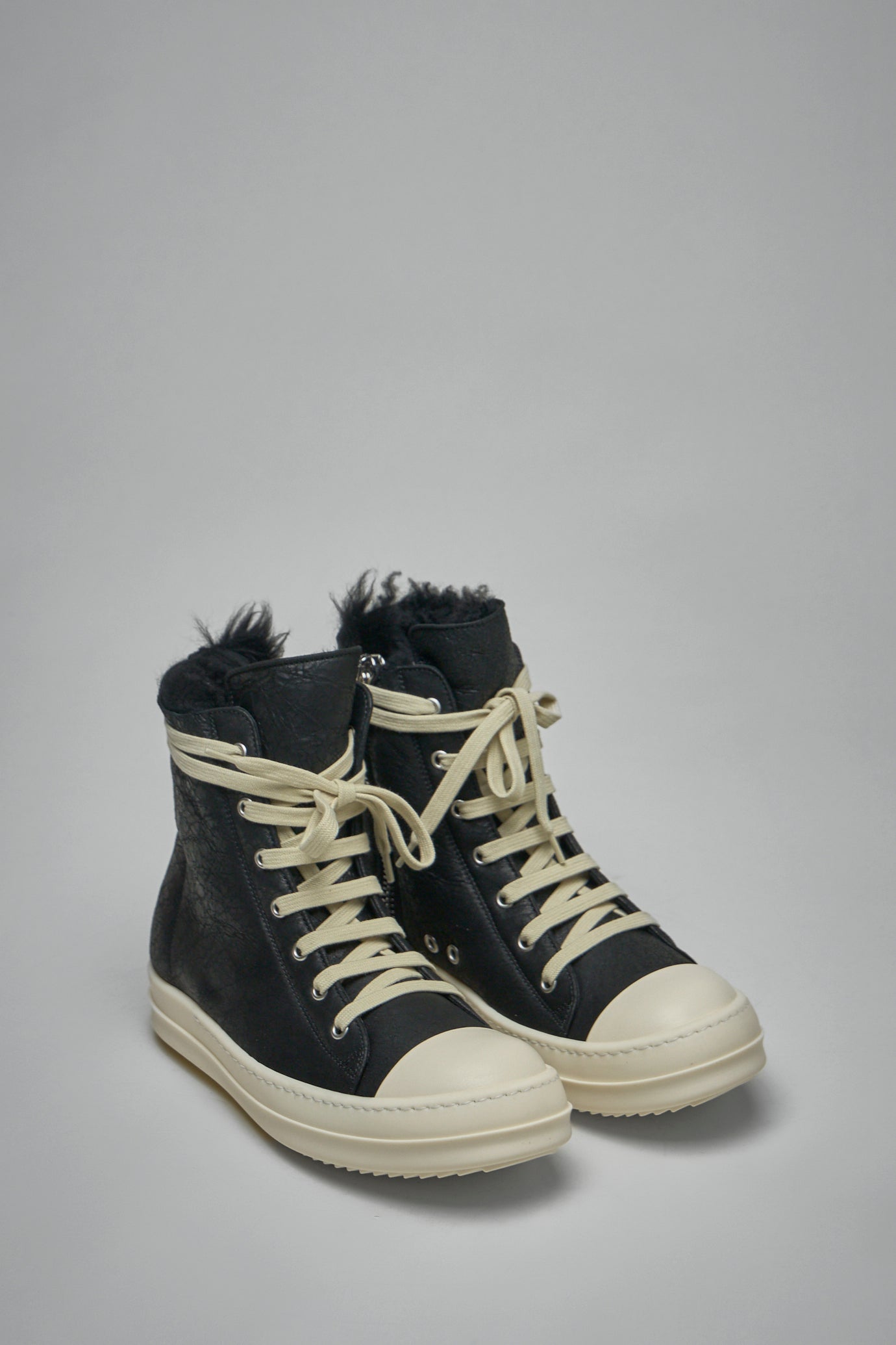 High Top Zebra Shearling Ramones Sneakers
