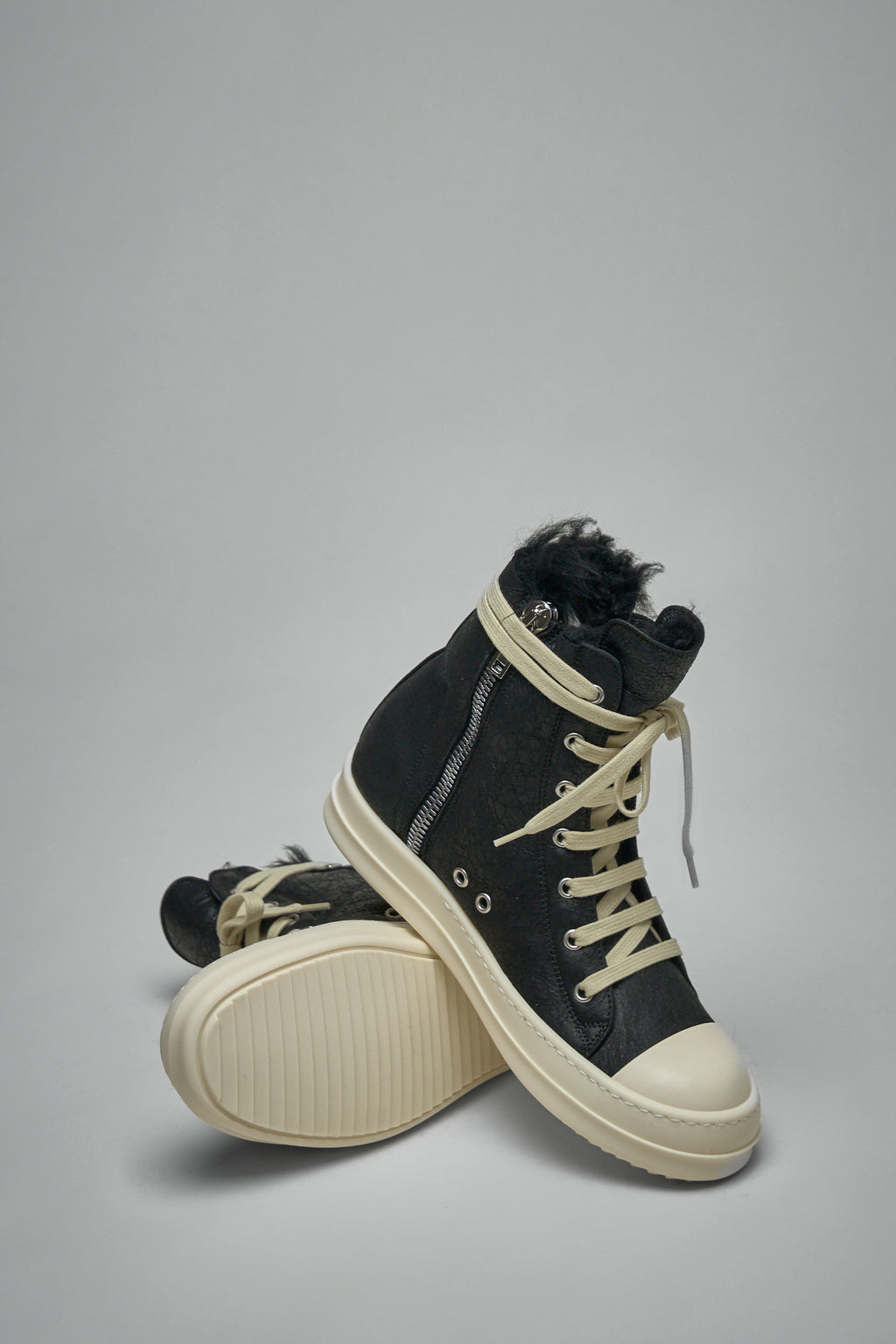 High Top Zebra Shearling Ramones Sneakers