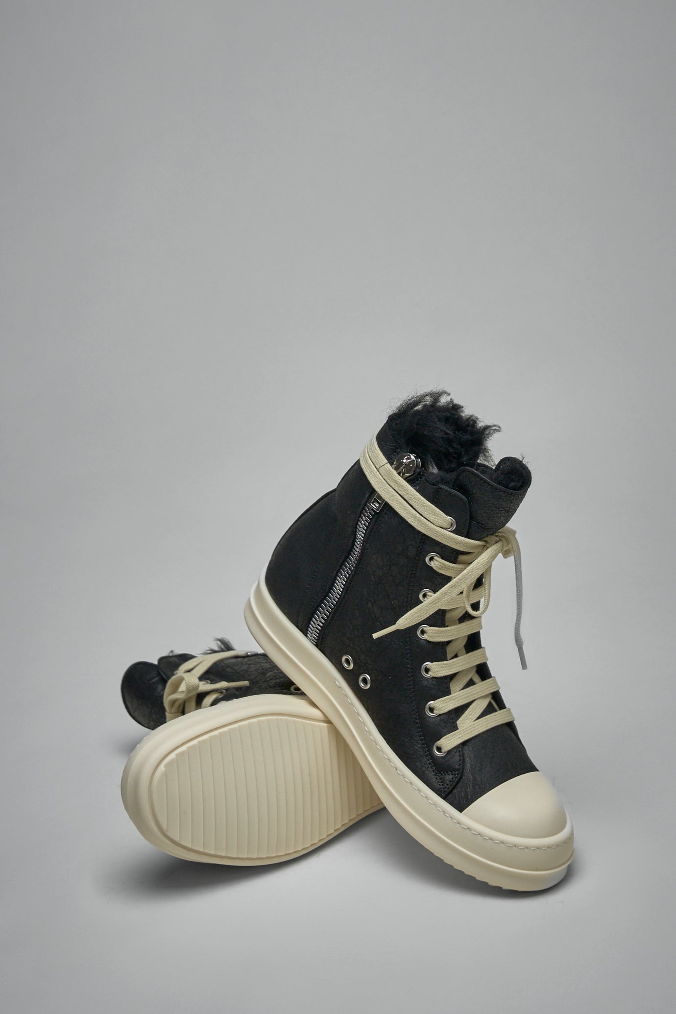 High Top Zebra Shearling Ramones Sneakers