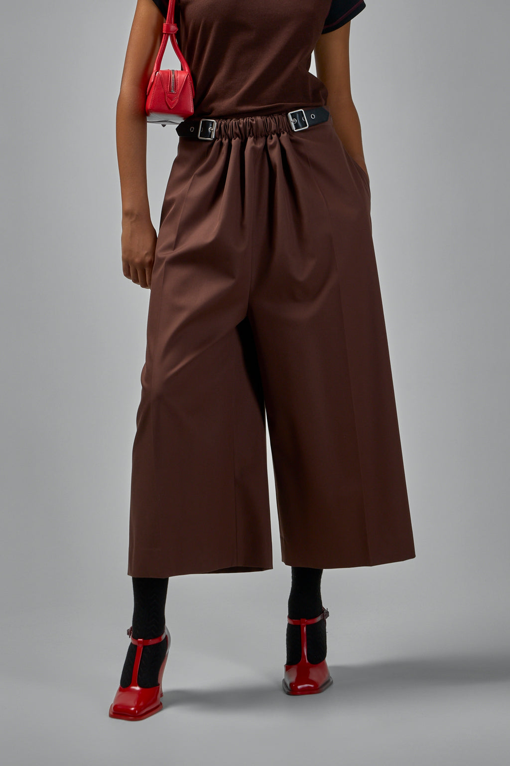 Cropped Belted Trousers