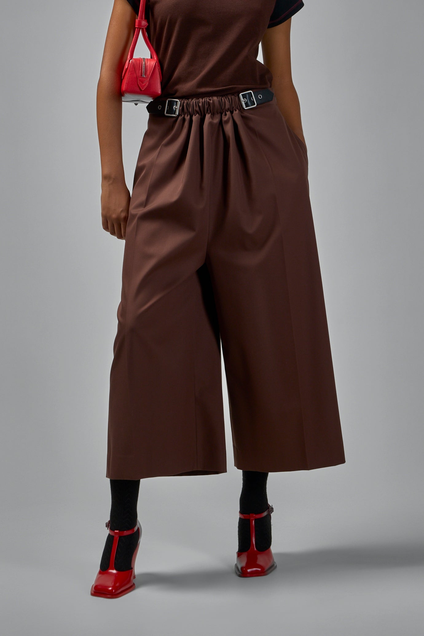 Cropped Belted Trousers