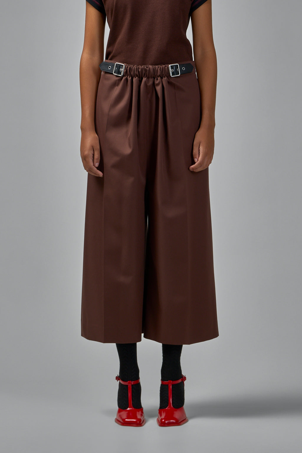 Cropped Belted Trousers