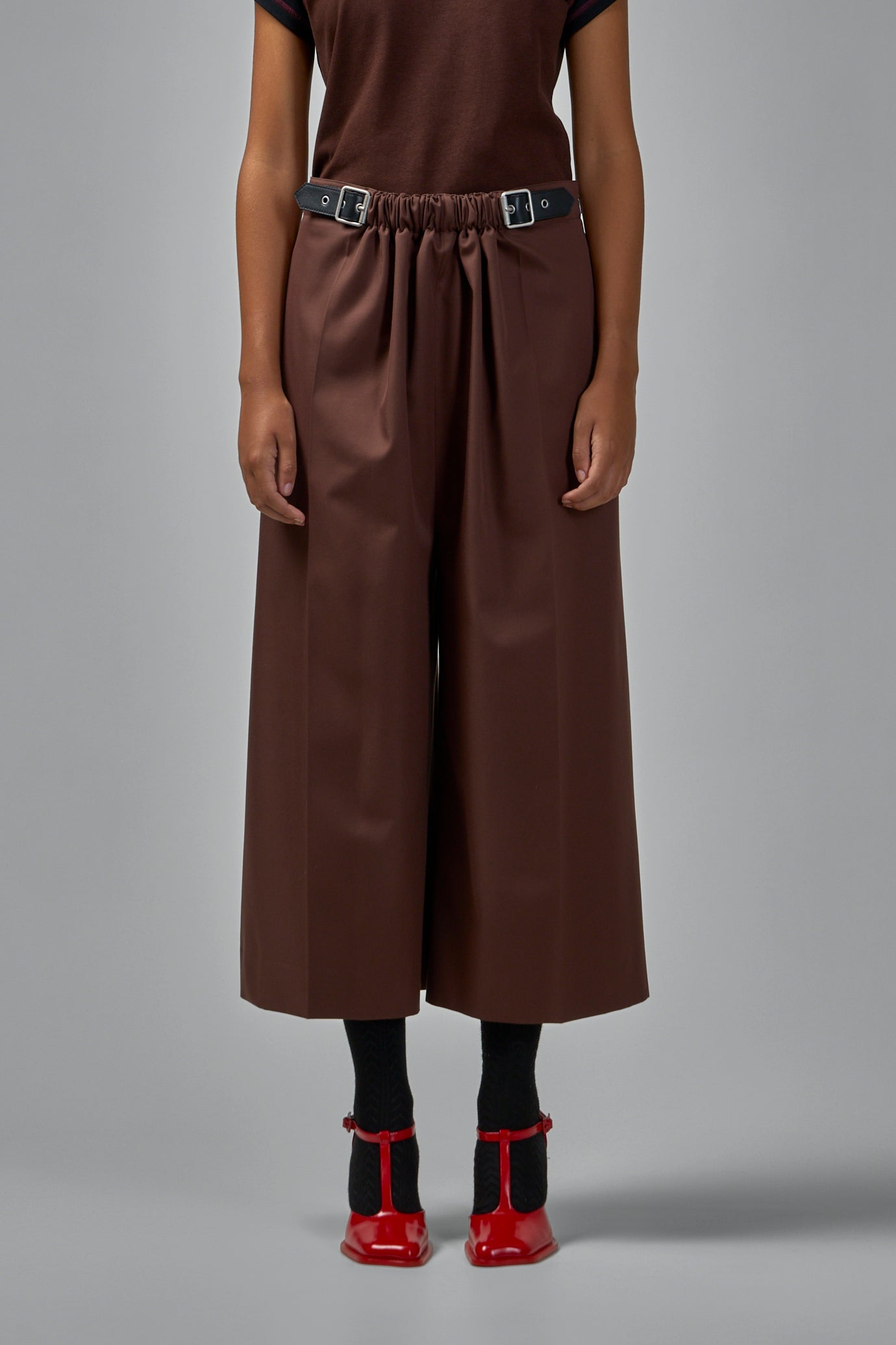 Cropped Belted Trousers